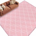 thumbnail image 2 of 5'x8' Area Rugs, Pink White Stripes Indoor Outdoor Area Rug for Living Room Bedroom, Simple Geometric Modern Monochrome Washable Bathroom Rugs Kitchen Floor Carpet Mats Home Decor Aesthetic, 2 of 8