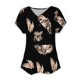 thumbnail image 4 of Tops de Algodón para Mujeres Cuello en V Moda Casual Manga Corta Primavera Verano Top para el Hogar Y Diario, 4 of 6