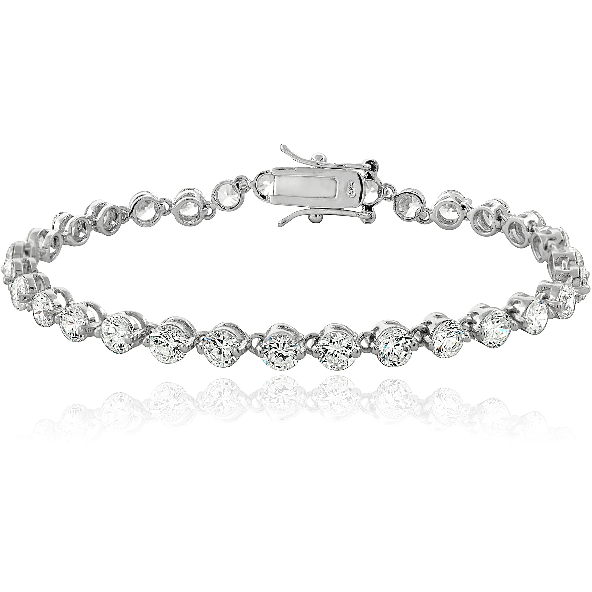 Cubic Zirconia Sterling Silver Tennis Bracelet