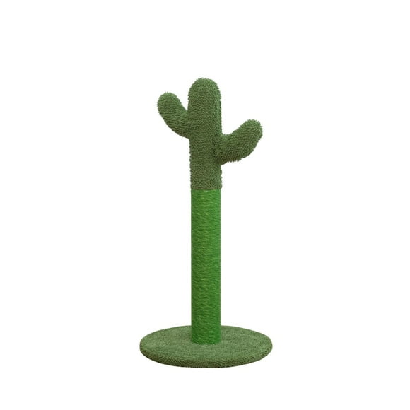 Home4Cat 30.3" Tall Cactus Style Cat Sisal Scratcher, Single Cat & Kitten Scratching Post– Green