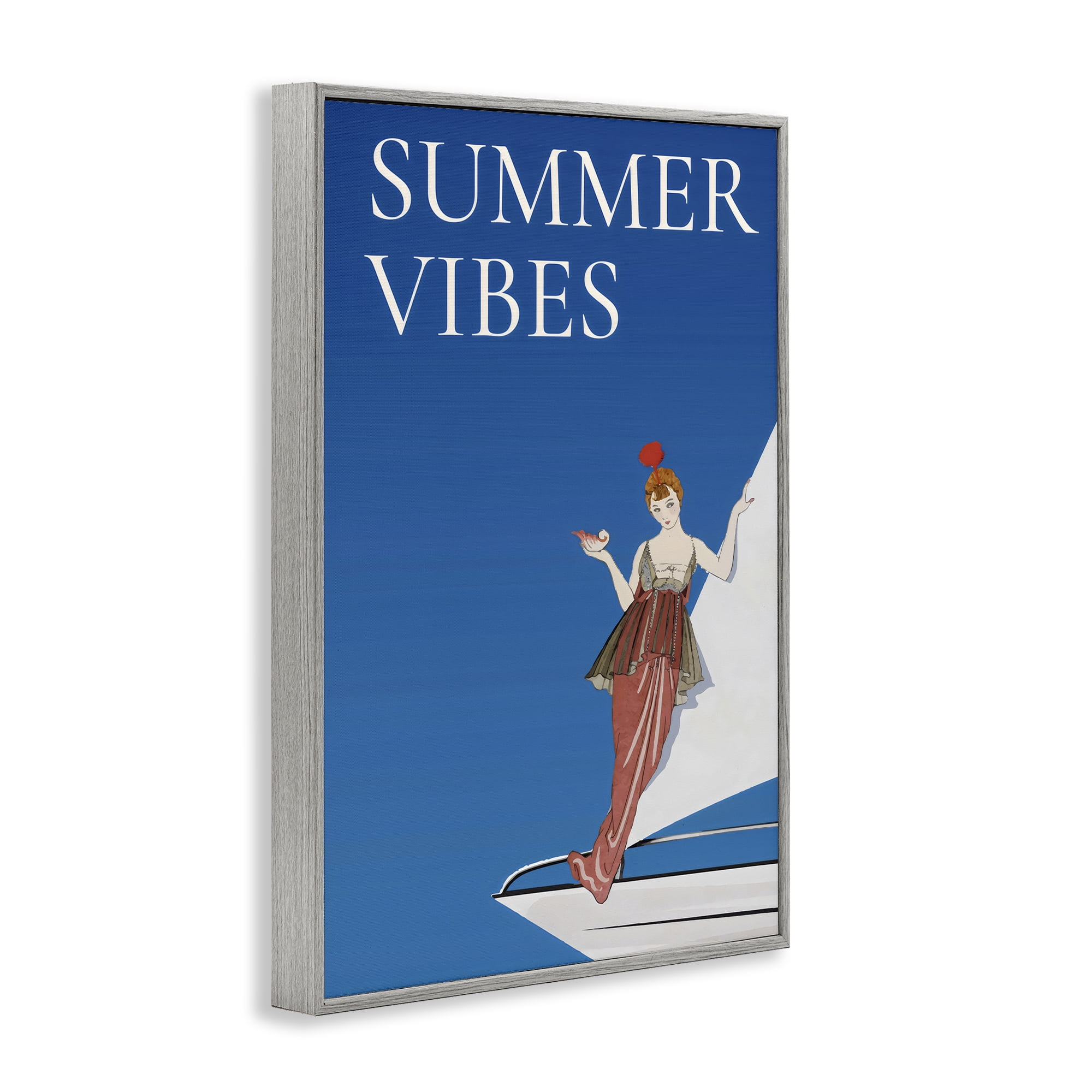 Stupell Industries Summer Vibes Vintage Yacht Gray Framed Giclee Art, design by Creative Studio