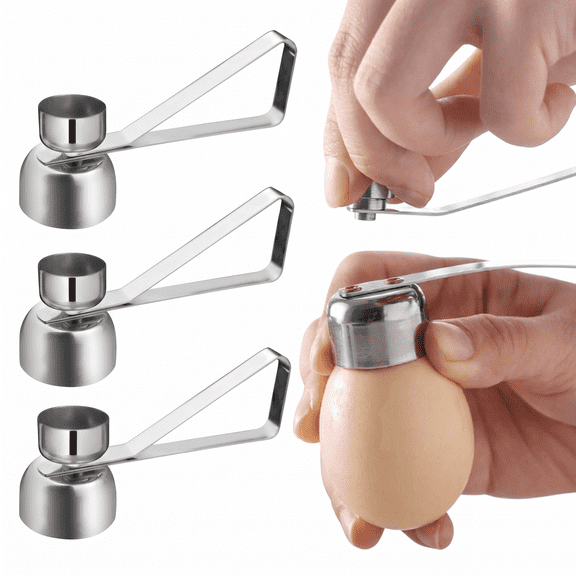 ROSEXIXI 3pcs  304 Stainless Steel Egg Topper Cutter, Double-Headed Egg Shell Opener Remover for Raw & Soft/Hard Boiled Eggs