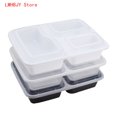 thumbnail image 2 of 5/10/20pcs Lunch Box 3 Compartment Food Storages With Lids Disposable Leak Proof Bento Box Storage Kitchen Accessories 2 grid transparent 10pcs, 2 of 6