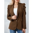 thumbnail image 2 of Rdhnmea Women's Blazers Coat Open Front Puff Sleeve Office Blazer Bussiness Casual Jackets Work Suit with Pockets Fall Spring Outerwear, 2 of 9