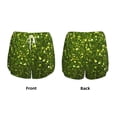 thumbnail image 3 of Yiaed Green Glitter Sparkle Print Women's Running Shorts with Liner 3 Zipper Pockets Elastic Workout Athletic Gym Yoga Shorts-X-Large, 3 of 7