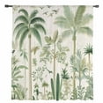 thumbnail image 2 of Green Palm Tree Semi Sheer Curtains Drapes for Living Room, Bedroom, French Doors Window 96 Inches Long, Summer Beach Cactus Rod Pocket Chiffon Curtain Drapery Voile Draperies Panel, 2 of 6