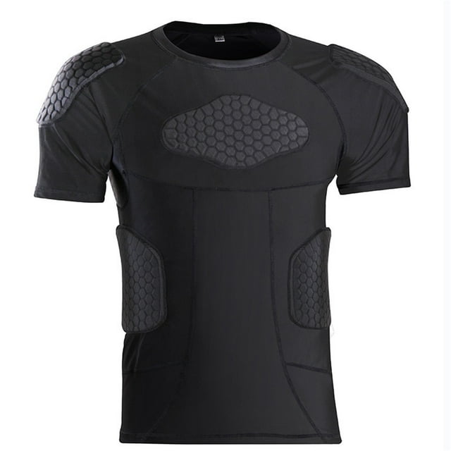 Chandail de Compression Rembourré pour Homme Protecteur de Côtes de Football, Coussinets de Poitrine et d'Épaule pour Football, Baseball, Basketball Équipement de Protection Résistant aux Impacts, Chandail de Sport Respirant