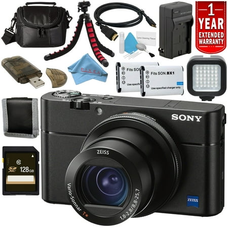 Rapid City Va Sony Cyber-shot DSC-RX100 VA Digital Camera DSC-RX100M5A/B + NP-BX1 Replacement Lithium Ion Battery + External Rapid Charger + 128GB SDXC Card + Small Soft Carrying Case + Flexible Tripod Bundle ()
