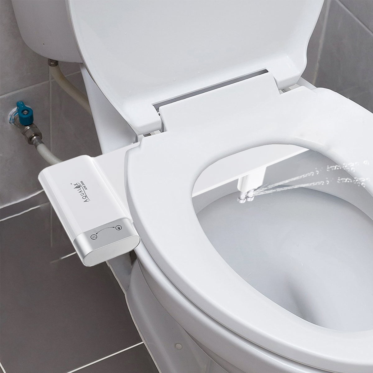 Water Spray Dual Nozzle Non-Electric Bidet Toilet Seat Attachment Self-Cleaning 