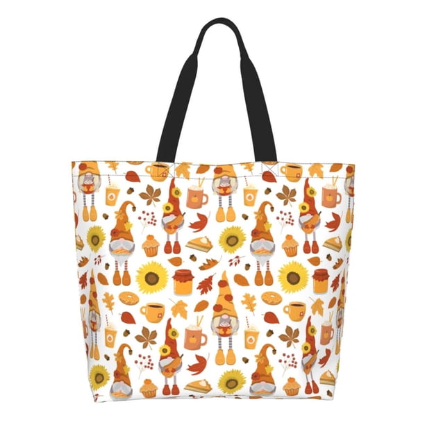 Disketp Gnomes Autumn Harvest Bolsa Tote Estampada para Mujer, Bolso de Hombro y de Mano para Compras y Viajes
