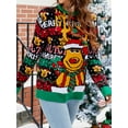 thumbnail image 3 of Ugly Christmas Sweater for Women Cartoon Print Loose Knitwear Long Sleeve Round Neck Pullover, 3 of 8