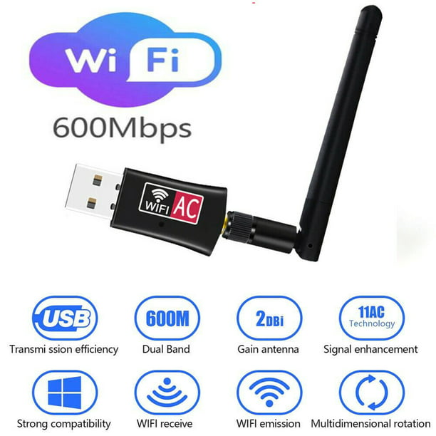 Usb Wifi Adapter For Pc Ac600mbps Wireless Network Adapter For Desktop With 2 4ghz 5ghz High Gain Dual Band 5dbi Antenna Walmart Com Walmart Com