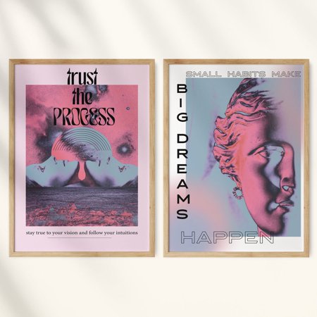 Luvia Y2K Apartment Decor, Retro, Gradient Print Set Of 2, Modern Wall Decor Set 2 Prints 12x18 UNFRAMED