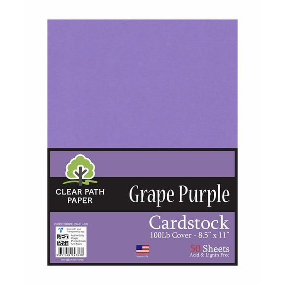 Grape Purple Cardstock - 8.5 x 11 inch - 100Lb Cover - 50 Sheets - Clear Path Paper