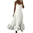 thumbnail image 2 of RGDYPKO For Women 2025 Women's Solid Color Fashion Strapless A Line Dress With Flower Detail Elegant Summer Charm Suitable For Various Activities, 2 of 6