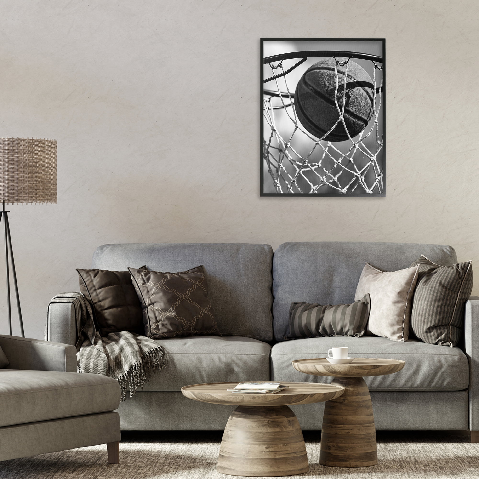 Stupell Industries Winning Basket Shot Black Framed Giclee Art, design by Marcus Prime