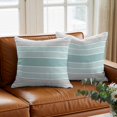 thumbnail image 3 of Throw Pillow Covers, Aqua Ombre Stripes Decorative Throw Pillow Covers 20x20 Inch, Modern Abstract Stripes Aesthetic Square Linen Pillow Cases for Couch/Living Room/Sofa, 3 of 9