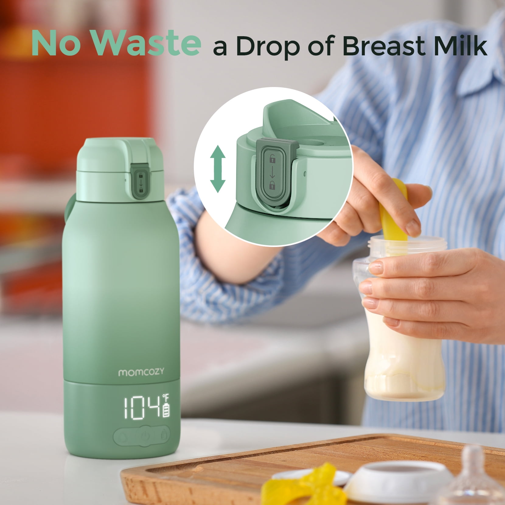 Momcozy Portable Milk Warmer for Travel – Dual Heating Modes for Breast Milk & Water, Portable Bottle Warmer, 16.99 Ounces