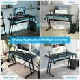 thumbnail image 4 of Gymax 47.5'' Gaming Desk Z-Shaped Computer Office Table w/Gaming Handle Rack Blue, 4 of 10