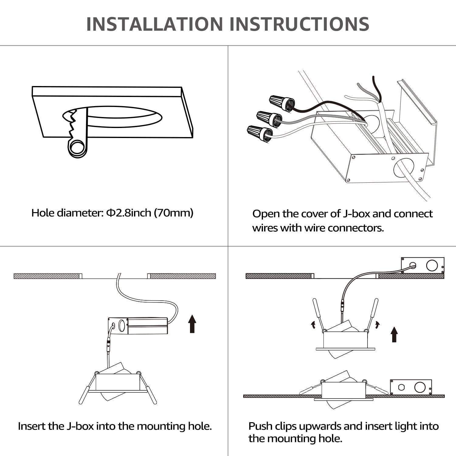 Torchstar 8w 3 Inches Led Gimbal Recessed Lighting Kit Dimmable Downlight With Junction Box 5000k Daylight For Kitchen Bedroom Living Room 5