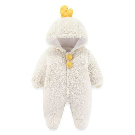 

RPVATI Baby Boys Girls Hooded Long-Sleeve Rompers Solid Winter Clothes Fleece Warm Infant Jumpsuit