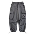 thumbnail image 2 of Bixock Sweatpants for Boys High Waist Cargo Pant with Side Pockets Kids Solid Color Loose Casual Joggers Comfortable Workout Activewear Boys Clothings Size 13-14Years, 2 of 6