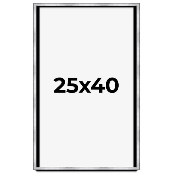 25x40 Shadow Box Frame Silver | 1.375 Inches Deep Real Wood Contemporary Shadowbox Display Frame |