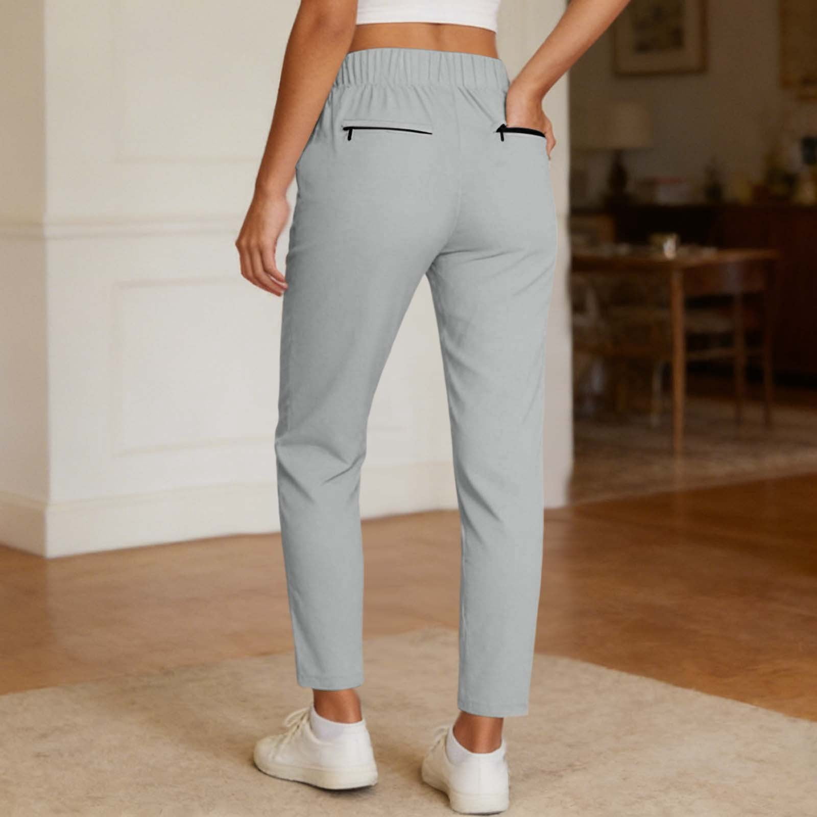 Women's Work Pants Stretchy 7/8 Ankle Dress Pants for Women Business Casual Tapered Slacks for Teacher, Golf, Travel Grey S
