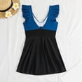 thumbnail image 5 of QHFBli Women's Plus Size Swimsuit Tummy Control One Piece Swimdress Ruffle V Neck Cutout Wrap Bathing Suit with Skirt, 5 of 6