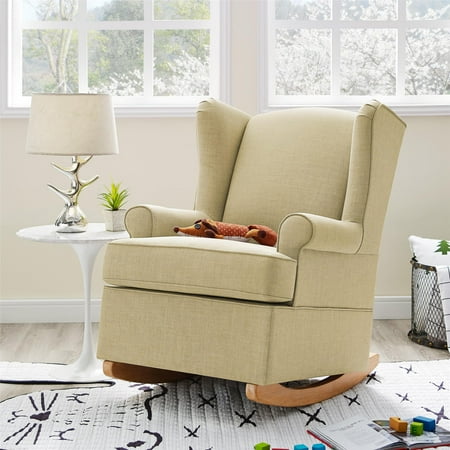 Baby Relax Wainwright Wingback Convertible Rocker Chair, Beige Linen