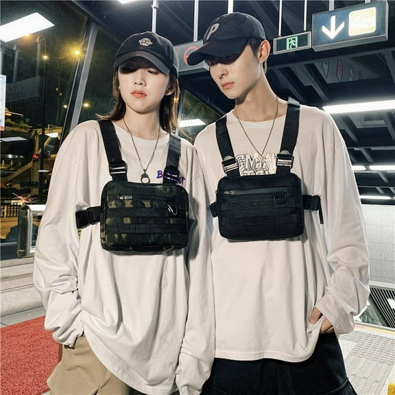Multi-purpose Tooling Shoulder Hip-hop Chest Bag Front Hanging Vest,Camouflage