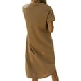 Women's Summer Round Neck Short Sleeve Solid Basic T-Shirt Casual Midi Dress with Pockets
