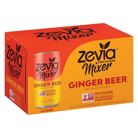Zevia Zero Calorie Mixer - Ginger Beer - pack of 4 - 6/7.5 Fl
