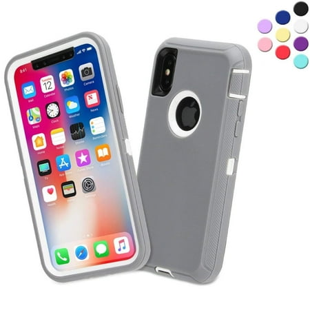 Entronix Heavy Duty Case Designed for iPhone XR Shockproof Triple Layer Rugged Case (Light Grey)