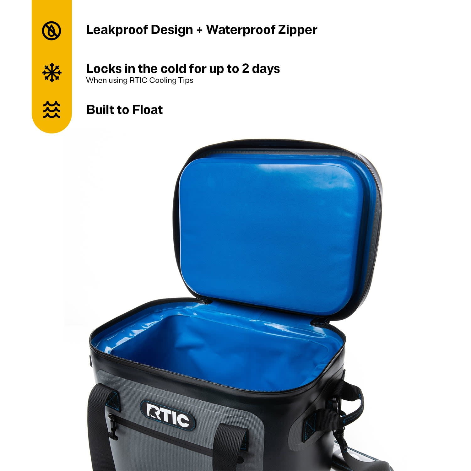 RTIC 30-Can, 20 Qt, Ultra-Tough Soft-Sided Cooler, Leakproof, Waterproof, Blue / Grey