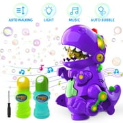 WisToyz Bubble Machine 8.6 Inch Automatic Bubble Blower Dinosaur Bubble Toy for Kids Boys Girls,1000  Bubbles Per Minute,Walk & Keep Still, Music & Light,Bump N Go Feature,2 Bubble Solution