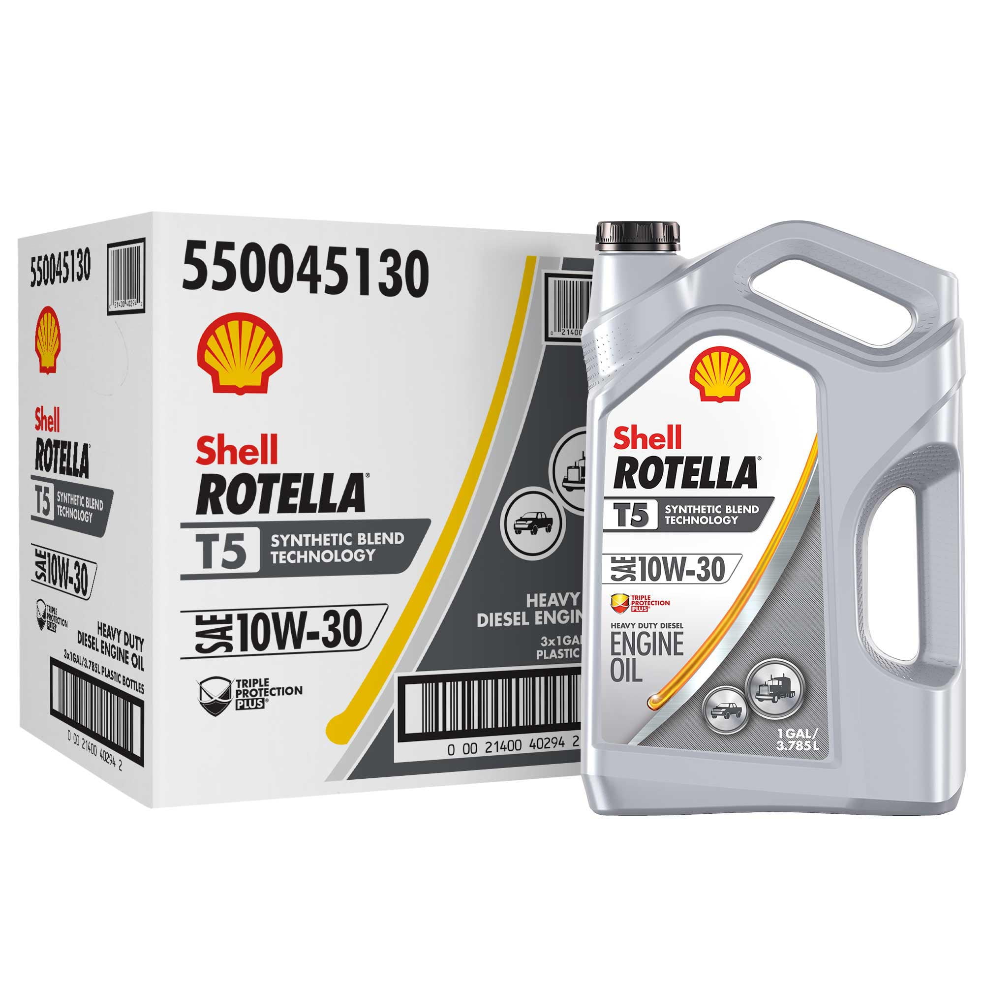 Rotella T5 10W-30 Synthetic Blend Diesel Engine Oil, 1 Gallon (3-Pack