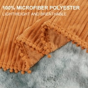 DISSA Flannel Fleece Blankets with Pompom Fringe Lightweight Soft Throw Blanket Fit Sofa Bed(Orange,51x63)