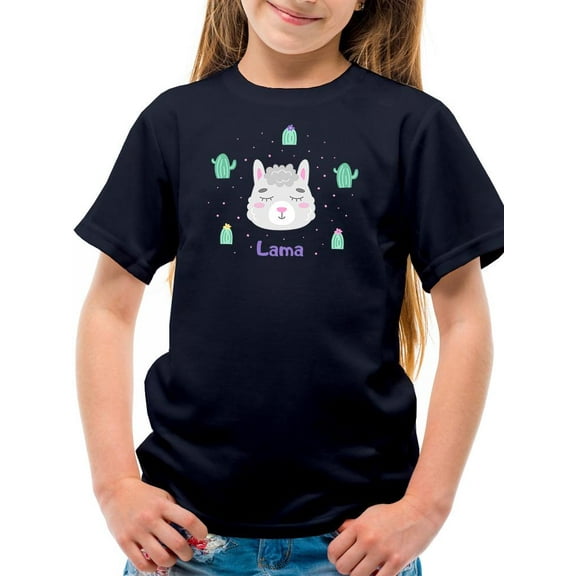 Adorable Lama Face T-Shirt Juniors -Image by Shutterstock, Large