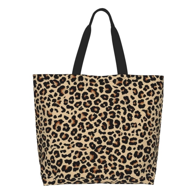 Fotbe Leopard Print-1 Bolsa Tote Estética de Lona con Estampado para Mujer - Bolsa Reutilizable de Hombro Casual para Vacaciones, Compras, Trabajo y Gimnasio