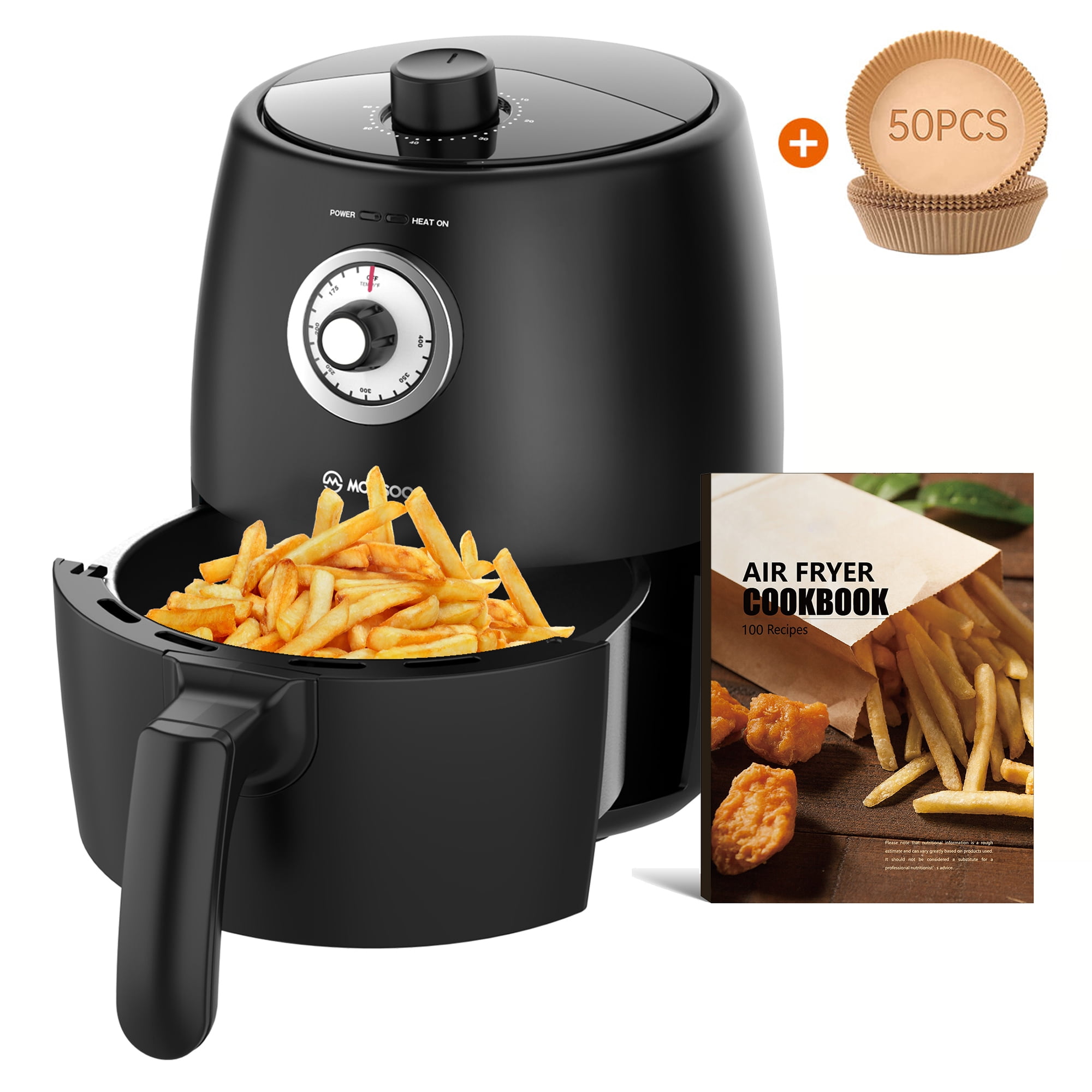 Moosoo Air Fryer, 2QT Hot Air Fryer Cooker Includes Air Fryer Paper