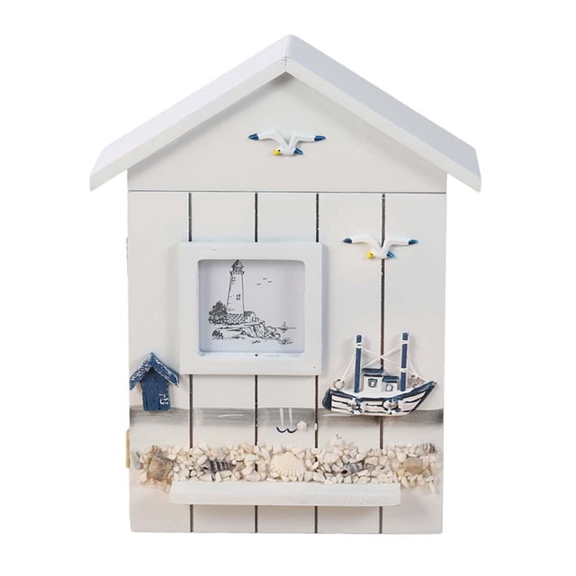 Shisuyan Housing Form Wood Key Box Creative Household Storage Boxes Wall Hanging Home Decoration(Key Box Sailboat)