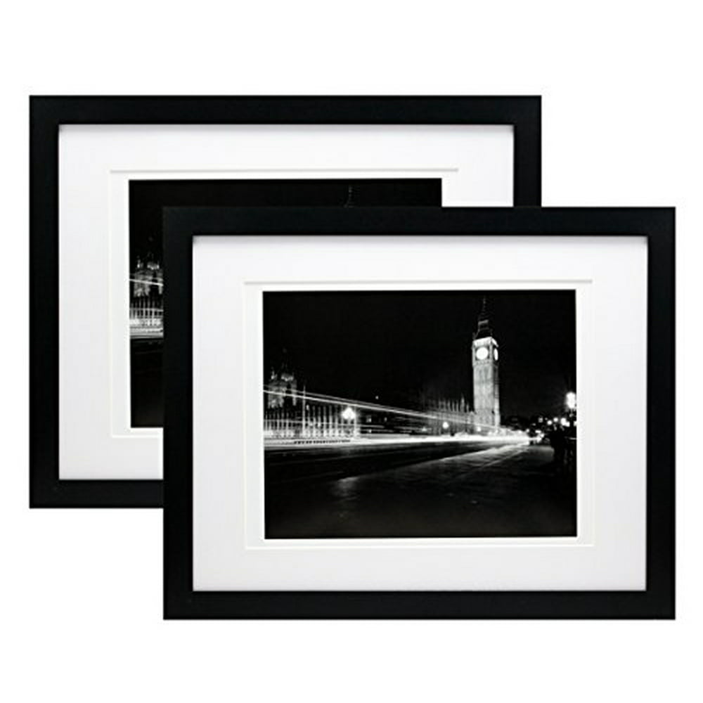 11x14 Black Gallery Picture Frame with 8x10 and 8.5x11 Mat - Two Frames ...