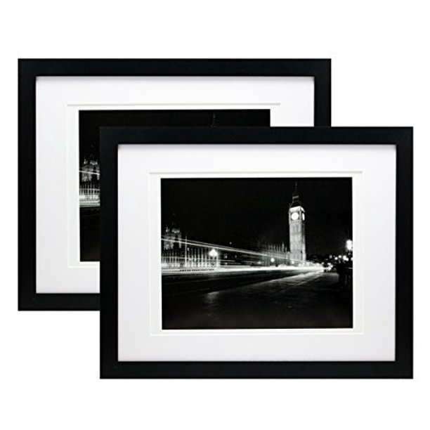 11x14 Black Gallery Picture Frame with 8x10 and 8.5x11 Mat Two Frames