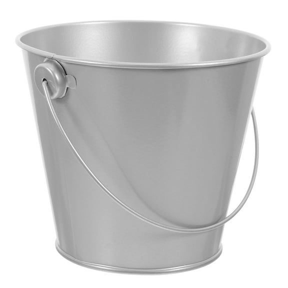 Toyvian Plated Silver Small Metal Bucket for Party Candy Storage and Home Decoration