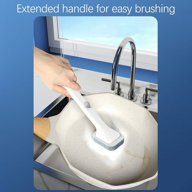 Brush Sponge Kitchen Handle Long Cleaning Dish Dishwashing Cleaner 2in1  Tools