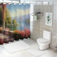 thumbnail image 7 of Fenyluxe Flowers Lake House Printed Shower Curtain Decor Polyester Home Bathroom Decoration with Hooks 60x72, 7 of 7