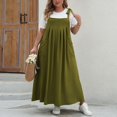 thumbnail image 5 of ATOYSOY Women's Sleeveless Plus Size Suspenders Maxi Dresses Baggy Beach Sundress Pleated Bandage Casual Pockets Ruched Square Neck Dress for Girls Green XXXL, 5 of 9
