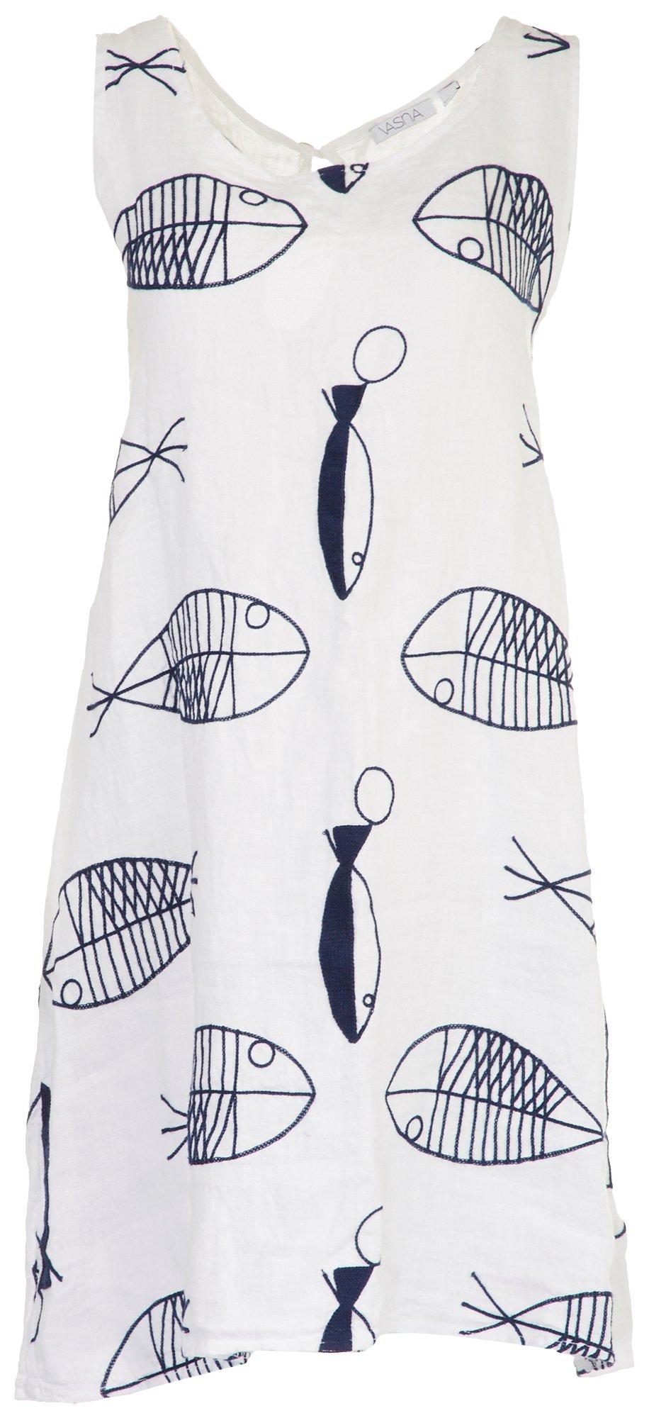 Vasna Womens Fish Pure Linen Dress 