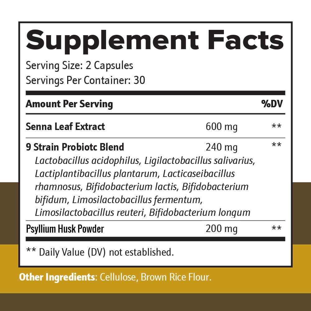 Golden After 50 PuriCleanse - Detox and Colon Cleanse Support - 60 Capsules, 1040mg - Gut Cleanse and Fiber Supplement with Senna Leaf Extract, Psyllium Husk Powder and Probiotics for Men and Women